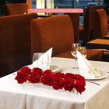 WORHE Flower Vase Clear Acrylic Long Rectangular 15.7 Inches Floral Arrangements Decorative Centerpiece for Wedding Dining Table Decor Container for Home Decor (CH450)