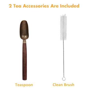 cambk 2 Pcs Glass Tea Infusers for Loose Tea, Strainers for Long Leaf Tea with Teaspoon & Cleaning B...