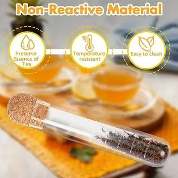 cambk 2 Pcs Glass Tea Infusers for Loose Tea, Strainers for Long Leaf Tea with Teaspoon & Cleaning Brush, Glass Tea Steeper with Cork for Cup, Gift Tea Accessories for Tea Lovers