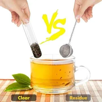 cambk 2 Pcs Glass Tea Infusers for Loose Tea, Strainers for Long Leaf Tea with Teaspoon & Cleaning Brush, Glass Tea Steeper with Cork for Cup, Gift Tea Accessories for Tea Lovers