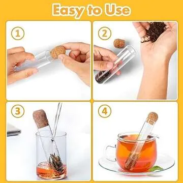 cambk 2 Pcs Glass Tea Infusers for Loose Tea, Strainers for Long Leaf Tea with Teaspoon & Cleaning Brush, Glass Tea Steeper with Cork for Cup, Gift Tea Accessories for Tea Lovers