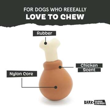 Barkbox Super Chewer Tough Dog Chew Toys for Aggressive Chewers, Dental Stimulating (Turkey - Small)