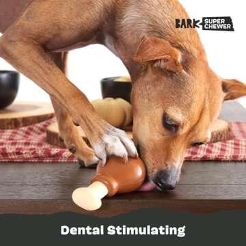 Barkbox Super Chewer Tough Dog Chew Toys for Aggressive Chewers, Dental Stimulating (Turkey - Small)