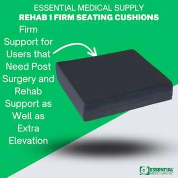 Essential Medical Supply Rehab 1 Foam Cushion - Extra Thick Seat Cushion for Office Chair, Wheelchair, and Car - Provides Additional Support and Pain Relief for Seniors - 18" x 16" x 2"