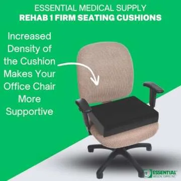 Essential Medical Supply Rehab 1 Foam Cushion - Extra Thick Seat Cushion for Office Chair, Wheelchair, and Car - Provides Additional Support and Pain Relief for Seniors - 18" x 16" x 2"