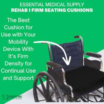Essential Medical Supply Rehab 1 Foam Cushion - Extra Thick Seat Cushion for Office Chair, Wheelchair, and Car - Provides Additional Support and Pain Relief for Seniors - 18" x 16" x 2"