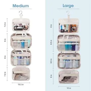 Travel Toiletry Bag for Women Large Hanging Makeup Bag Organizer Toiletries Bag for Full Size Essentials Accessories Cosmetics (Beige Bird (Large))