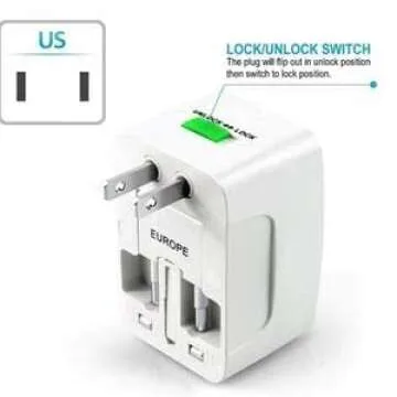 Kenayo Worldwide Universal Power Adapter, All-in-One International Travel Plug Converter for USA, EU, UK, France, Italy, Australia, India - Portable Wall Charger Plug