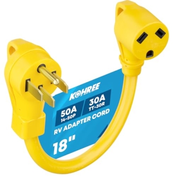 Kohree 50 Amp to 30 Amp RV Adapter 18" - Durable Dogbone Plug with Grip Handle