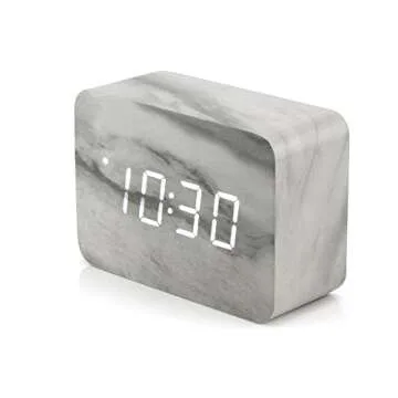 OCT17 Marble Pattern Alarm Clock with USB Power