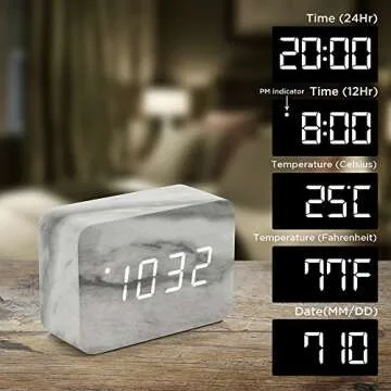OCT17 Marble Pattern Alarm Clock with USB Power