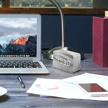 OCT17 Marble Pattern Alarm Clock with USB Power