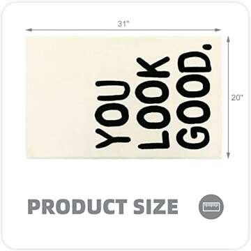 Lukinbox You Look Good Bath Mats for Bathroom, Black and White Non-Slip Trendy Bath Rugs, Funny Cute...