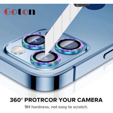 Goton Compatible for iPhone 13 Pro Max(6.7'') & Pro(6.1'') 2021 Camera Lens Protector, 9H Tempered Glass Film Full Cover Sticker Accessories