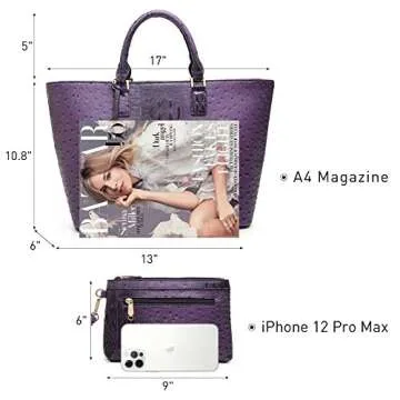 Dasein Women Satchel Purse Handbag Shoulder Bag Work Tote Bag with Matching Clutch