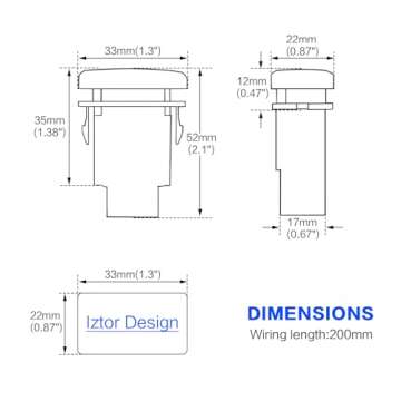 iztor 12v Push Button Switch Blue LED Multi-Purpose Switches Waterproof Toggle Switch with 4 Wires Connector Kit for Various Toyota Tacoma Tundra FJ Cruiser Car Modification Start Switch Style