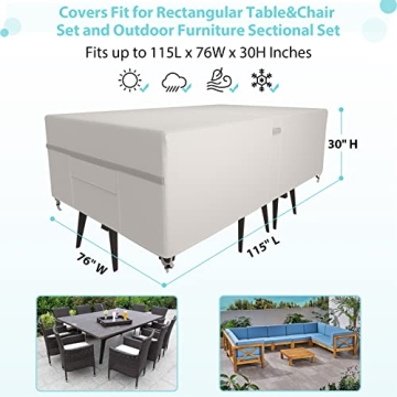 MR. COVER Heavy Duty Waterproof Patio Table Cover