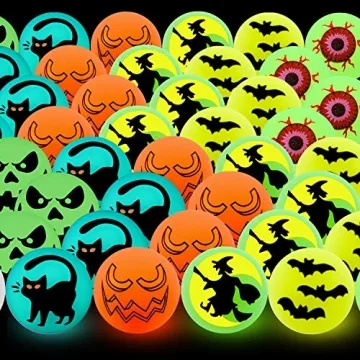 NEWBEA Halloween Glow-in-the-Dark Bouncy Balls 72PCs