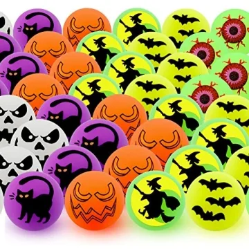 NEWBEA Halloween Glow-in-the-Dark Bouncy Balls 72PCs
