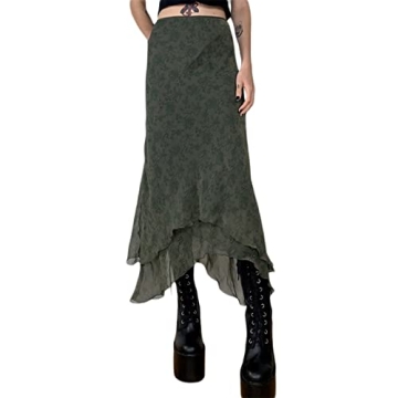 Y2K Vintage Floral Midi Skirt for Trendy Women