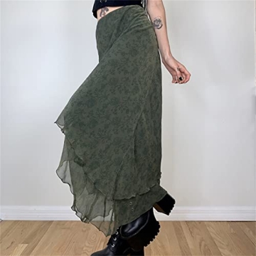 Y2K Vintage Floral Midi Skirt for Trendy Women
