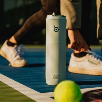 BOTTLE BOTTLE Insulated Water Bottle 24oz with Straw Lid and Handle for Sports Travel Gym Stainless Steel Water Bottles Double-Wall Vacuum Metal Thermos Leak Proof BPA-Free (Light Green)