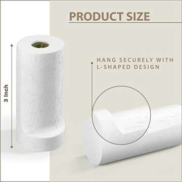 FANATU Wooden Coat Hook Wall Mounted (4 Packs) Hat Hooks, Single Coat Hat Rack Wall Mount, Wood Coat...