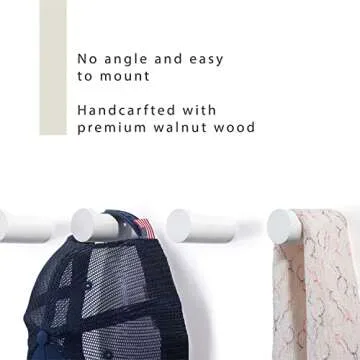 FANATU Wooden Coat Hook Wall Mounted (4 Packs) Hat Hooks, Single Coat Hat Rack Wall Mount, Wood Coat Hanger for Hanging Hat, Towel, Bag, Rope (White, 3" Set 4)