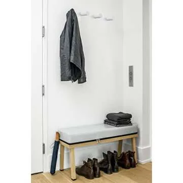 FANATU Wooden Coat Hook Wall Mounted (4 Packs) Hat Hooks, Single Coat Hat Rack Wall Mount, Wood Coat Hanger for Hanging Hat, Towel, Bag, Rope (White, 3" Set 4)