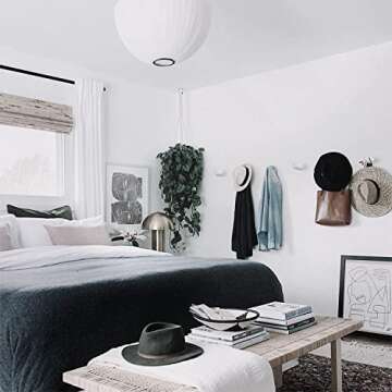 FANATU Wooden Coat Hook Wall Mounted (4 Packs) Hat Hooks, Single Coat Hat Rack Wall Mount, Wood Coat Hanger for Hanging Hat, Towel, Bag, Rope (White, 3" Set 4)