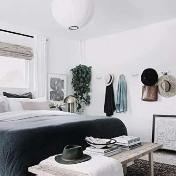 FANATU Wooden Coat Hook Wall Mounted (4 Packs) Hat Hooks, Single Coat Hat Rack Wall Mount, Wood Coat Hanger for Hanging Hat, Towel, Bag, Rope (White, 3" Set 4)