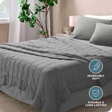 Bare Home Weighted Blanket All-Natural 100% Cotton with Nontoxic Glass Beads 60"x80" 17lbs, Light Grey