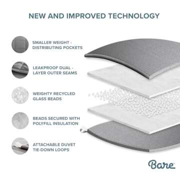 Bare Home Weighted Blanket All-Natural 100% Cotton with Nontoxic Glass Beads 60"x80" 17lbs, Light Grey