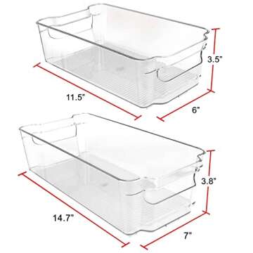 Greenco Fridge Bins, Set of 8 | Stackable Clear Refrigerator Organizer Bins w/ Durable Handles | Pan...
