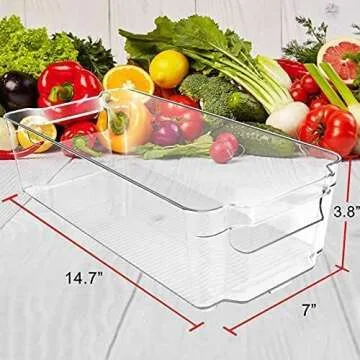 Greenco Fridge Bins Set of 8 Stackable Clear Organizers