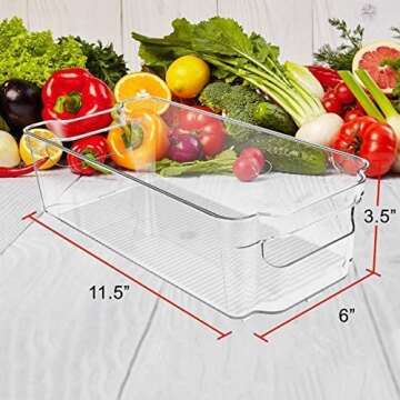 Greenco Fridge Bins, Set of 8 | Stackable Clear Refrigerator Organizer Bins w/ Durable Handles | Pantry Storage Bins | Kitchen and Refrigerator Organization | Organizing Bins, BPA Free, Shatter Proof