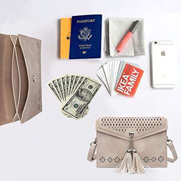 seOSTO Womens Small Crossbody Bag, Tassel Cell Phone Purse Holder Wallet For woman Girls