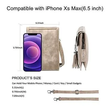 seOSTO Womens Small Crossbody Bag, Tassel Cell Phone Purse Holder Wallet For woman Girls