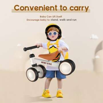 YOFIDI Baby Balance Bike for 1 Year Old Boys Girls Toddler Toys with 4 Wheels for Ages 12-24 Months - Toddler Balance Bike First Birthday Gifts | Ride On Toys for Boys & Girls (Cream)