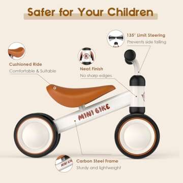 YOFIDI Baby Balance Bike for 1 Year Old Boys Girls Toddler Toys with 4 Wheels for Ages 12-24 Months - Toddler Balance Bike First Birthday Gifts | Ride On Toys for Boys & Girls (Cream)