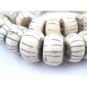 Carved White Bone Beads - Handmade African Artisanal Strands