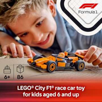 LEGO City F1 Driver with McLaren Race Car Toy - Model Car Building Toy Kit for Kids, Boys and Girls,...