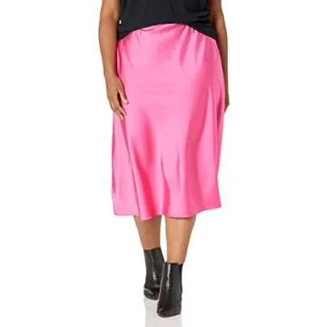 The Drop Women's Maya Silky Slip Skirt, Hot Pink, 2X, Plus Size