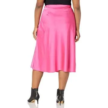 The Drop Women's Maya Silky Slip Skirt, Hot Pink, 2X, Plus Size