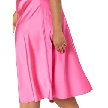 The Drop Women's Maya Silky Slip Skirt, Hot Pink, 2X, Plus Size