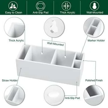 BOSSCASA Double Cup Holder with Marker Slot, Party Cup Dispenser Acrylic Cup Organizer Mark Your Cup and Drink Up Caddy Modern Bar Counter Decor, White