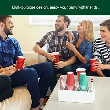 BOSSCASA Double Cup Holder with Marker Slot, Party Cup Dispenser Acrylic Cup Organizer Mark Your Cup and Drink Up Caddy Modern Bar Counter Decor, White