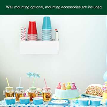 BOSSCASA Double Cup Holder with Marker Slot, Party Cup Dispenser Acrylic Cup Organizer Mark Your Cup and Drink Up Caddy Modern Bar Counter Decor, White