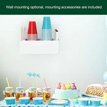 BOSSCASA Double Cup Holder with Marker Slot, Party Cup Dispenser Acrylic Cup Organizer Mark Your Cup and Drink Up Caddy Modern Bar Counter Decor, White