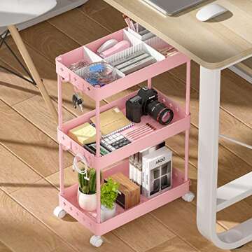 KINGRACK 3-Tier Rolling Utility Storage Cart for Home